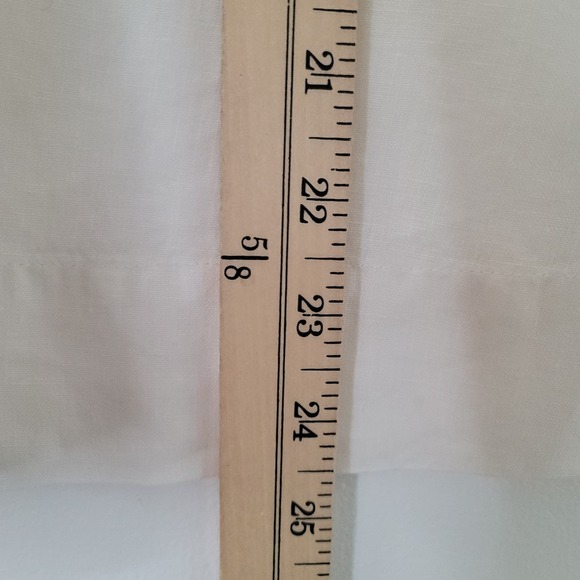 Kleen Linen Tunic Top S Cream Button Up Lagenlook Collarless Embroidery Minimal - Picture 5 of 8